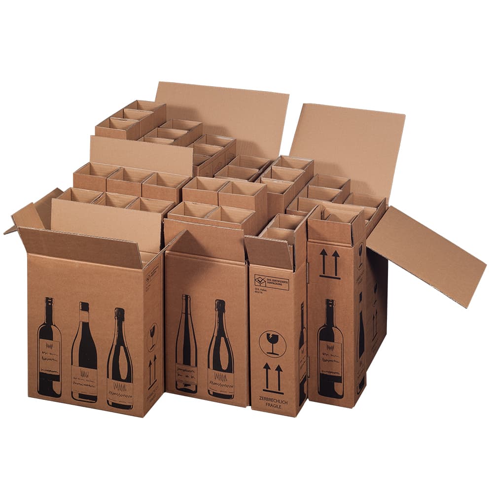 Versandkarton für Flaschen 2-wellig braun · 105 × 105 × 420 mm