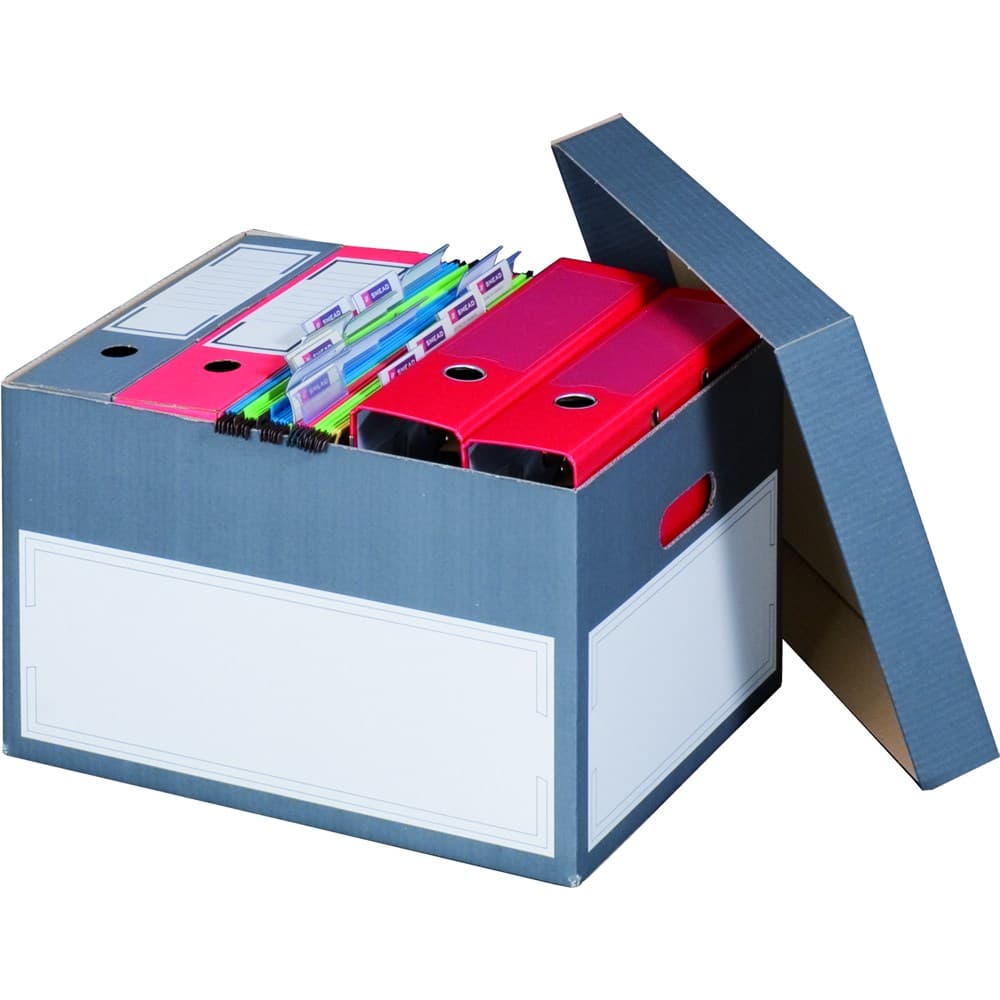 Archivbox mit Deckel grau