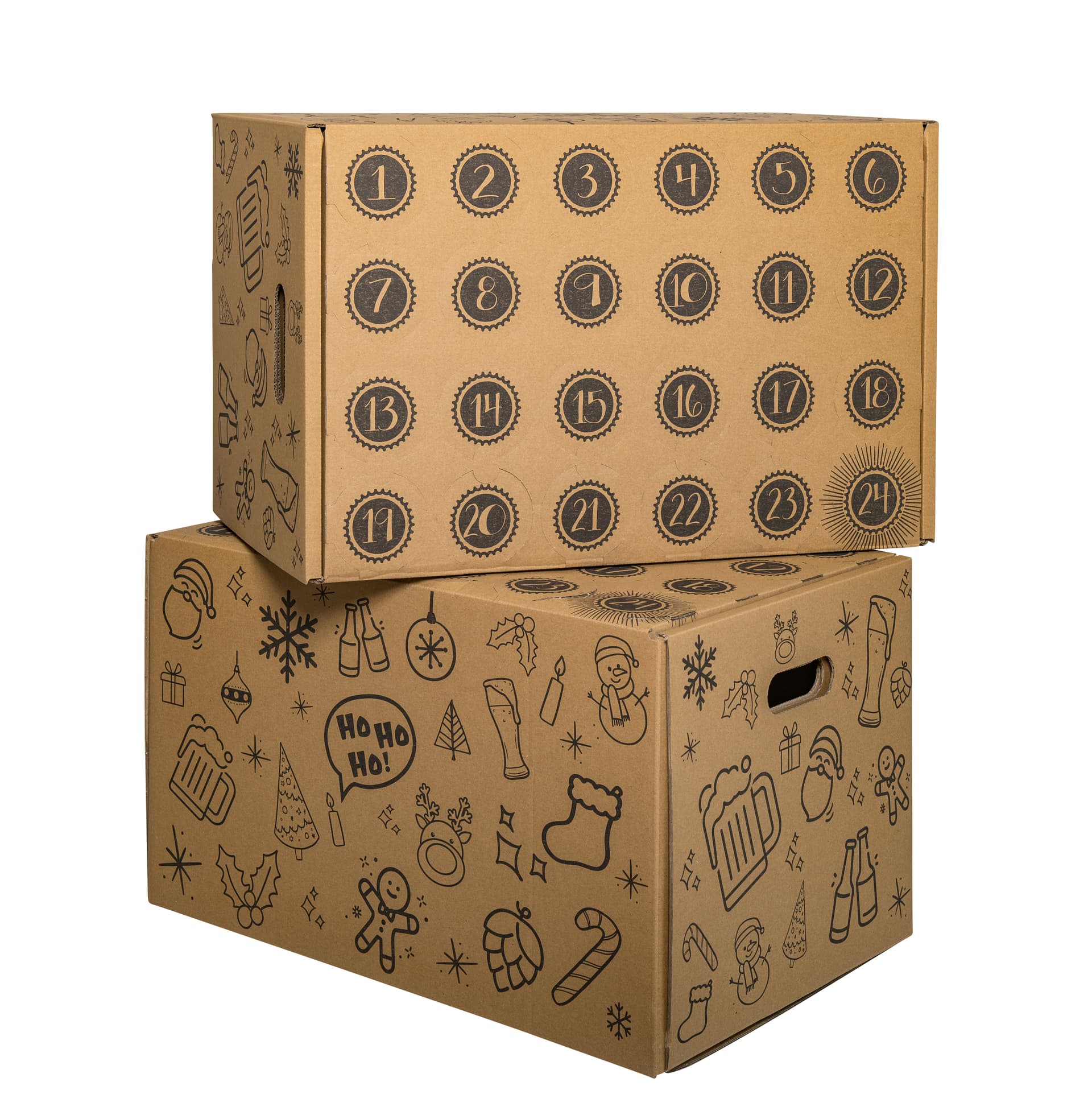 Bier-Adventskalender 2-wellig braun