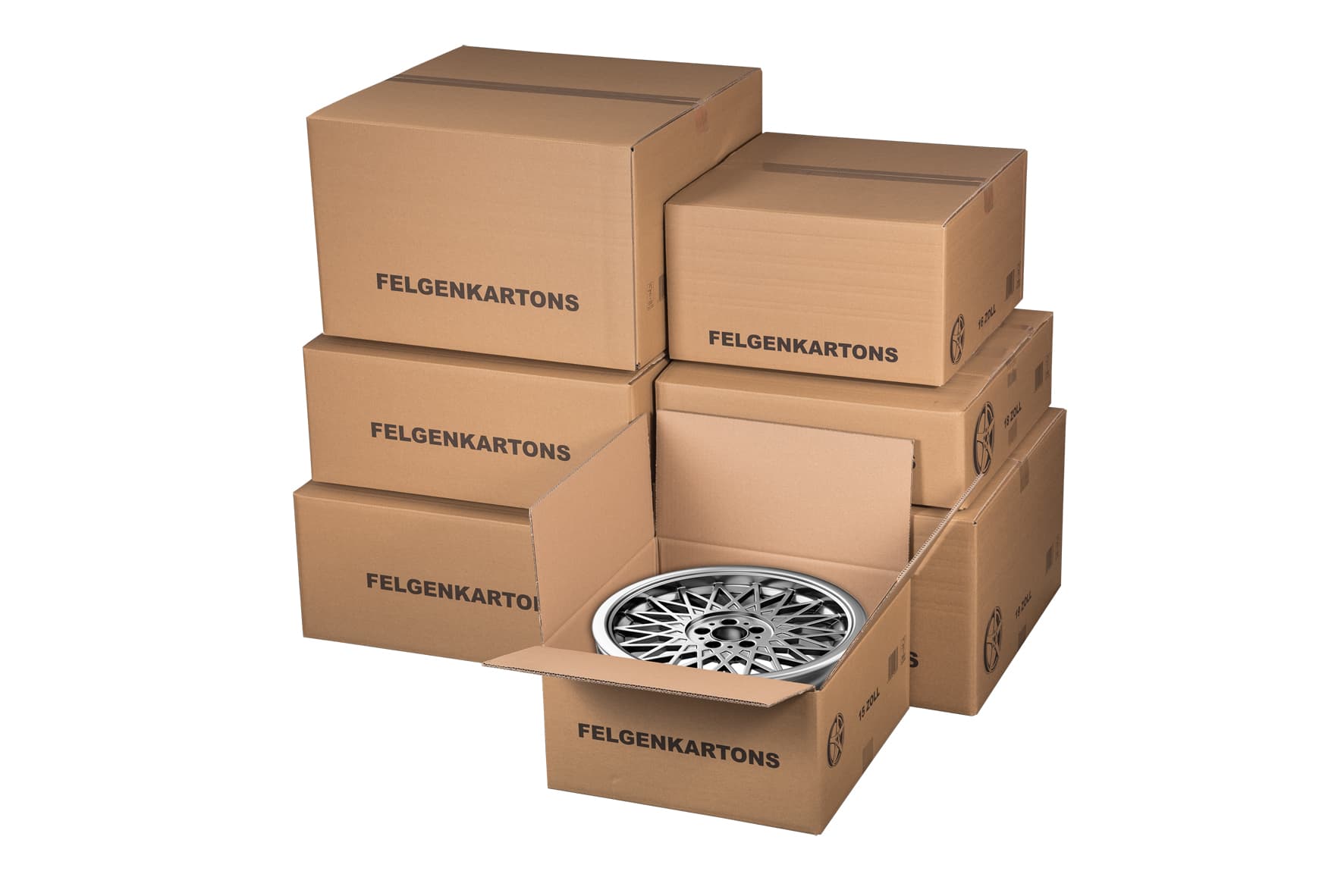 Felgenversandkarton 2-wellig braun · 420 × 420 × 215 mm