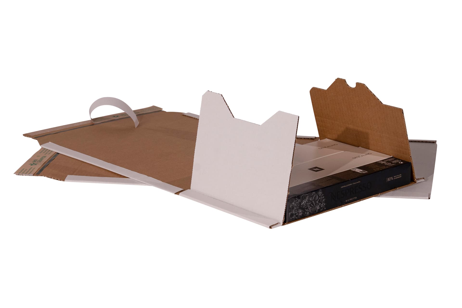 Wrap packaging, side-loading, white
