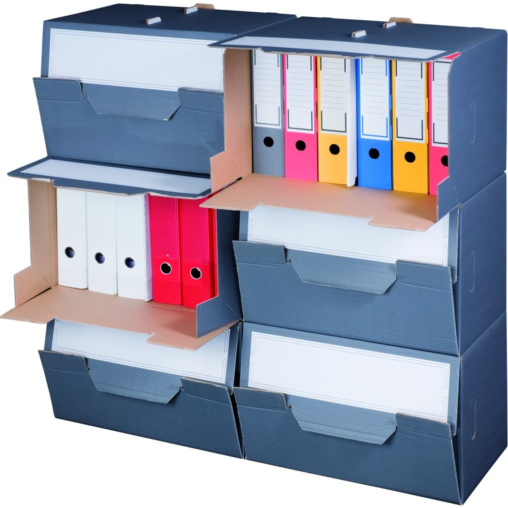 Archivbox für Ordner mit Klappdeckel grau · 504 × 325 × 305 mm