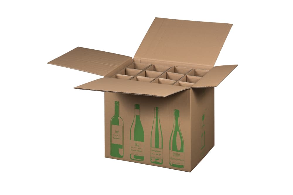 Faltkarton für Flaschen 2-wellig braun · 12er · 420 × 305 × 368 mm